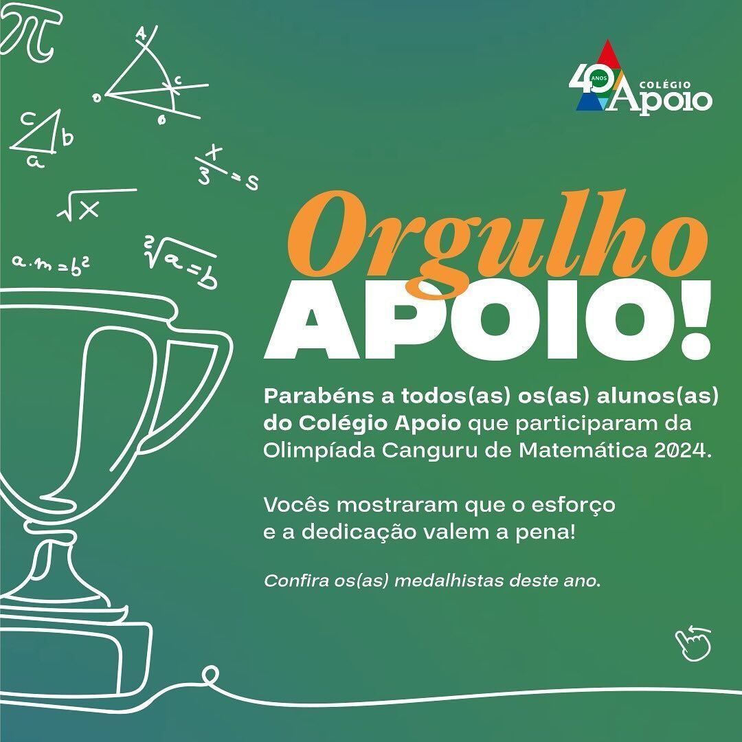 Medalhistas Apoio na Olímpiada Canguru de Matemática 2024